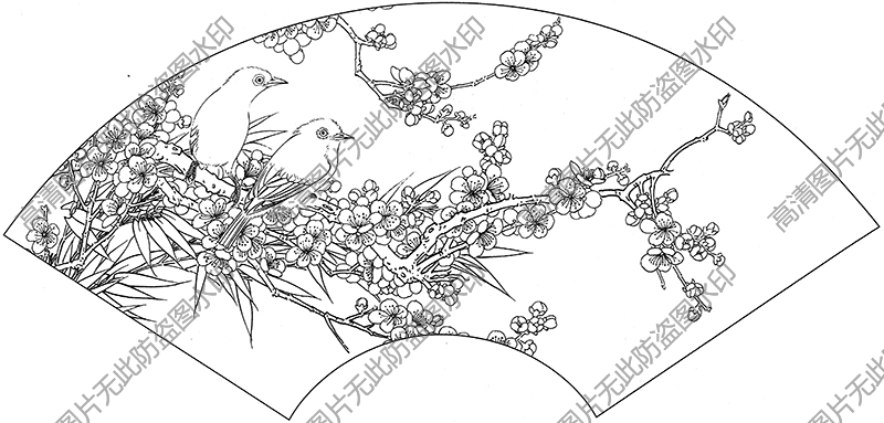 扇面 白描底稿高清图片41下载