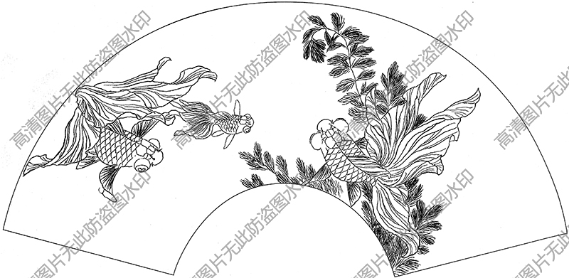 扇面鱼 白描底稿高清大图53下载