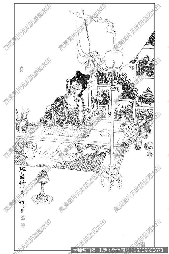 古代人物 白描底稿高清大图82下载